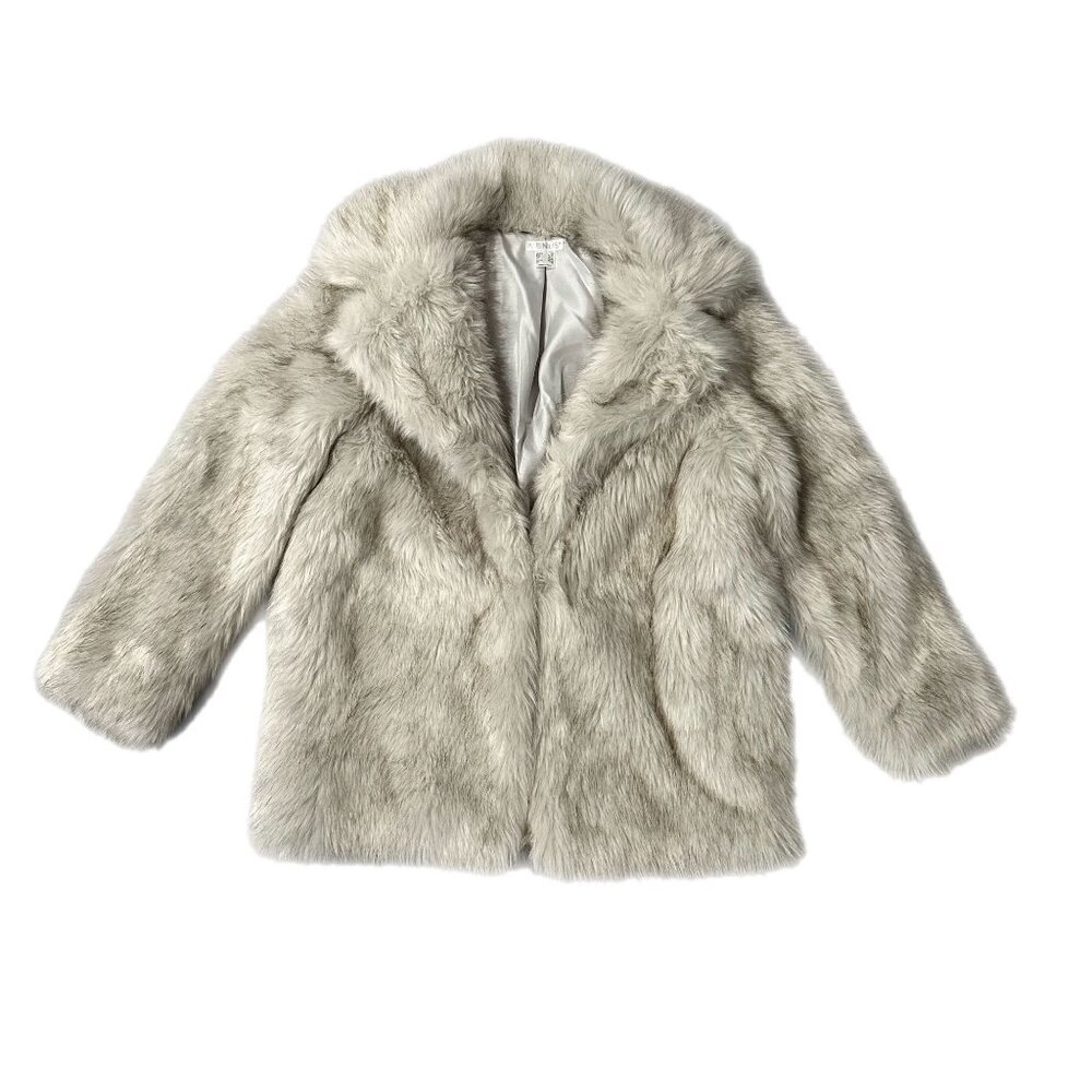 NWT Venus Faux Fur Jacket Gray Plush Coat XS Winter Glam